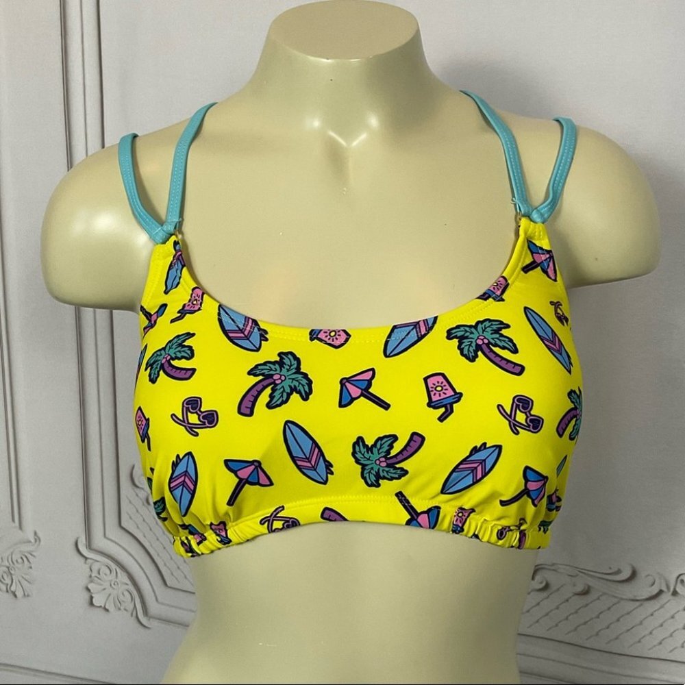 Undercurrent Juniors Neon Beach Design Strappy Bikini Size Large New - Picture 3 of 11